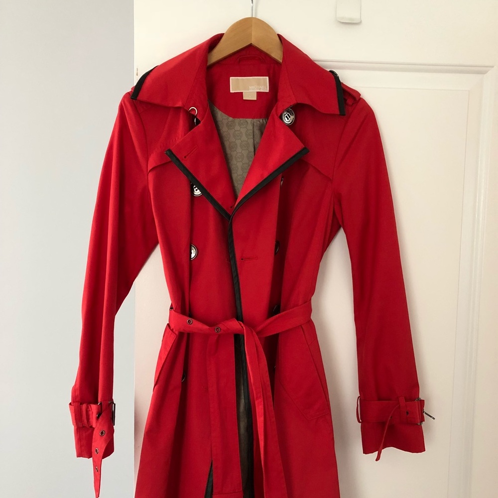 Michael Kors rain coat in red. Great condition.